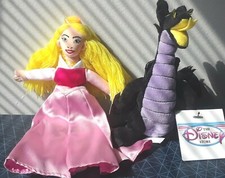 Disney Store Sleeping Beauty Aurora  Dragon Lot Of 2 Rare Bean Bag Plush