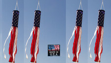 4-USA MADE 5 ft (60in) x 6 in Patriotic America Flag Windsock 6-Stripe Wind Sock