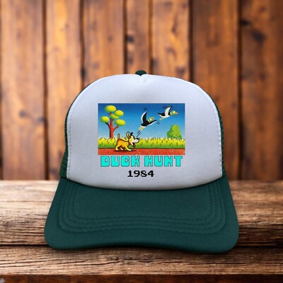 Duck Hunt 1984 Mens Trucker Hat Green Snapback Retro Video Game Baseball Cap
