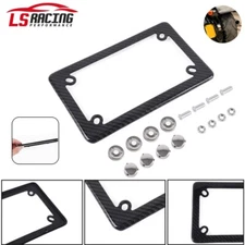 100% Real Carbon Fiber for Motorcycle American License Plate Frame Holder w/Caps