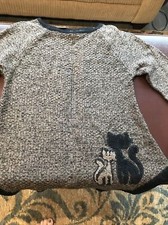 Ladies Brown Black Sweater With Cats Size  Medium New