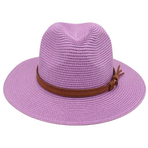 Cappello Panama Uomo Donna Tesa Larga Paglia Fedora Spiaggia Sole Cappello con Cintura in Pelle Nuovo - Foto 23 di 47