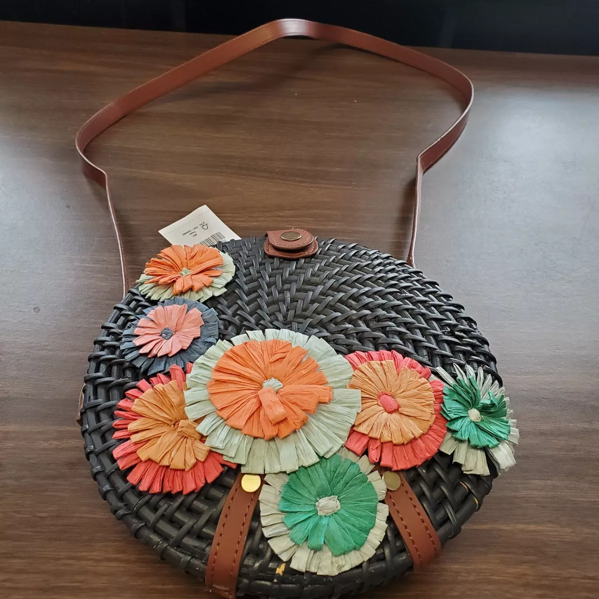 Circular wicker purse cheap