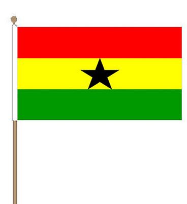 GHANA Polyester mittel HAND WEHENDE FLAGGE 9''X6'' 22,5 cm x 15 cm GHANAIN