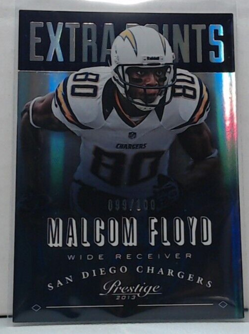 2013 PANINI PRESTIGE EXTRA POINTS MALCOLM FLOYD PURPLE /100 #165 CHARGERS MSK