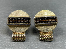 Vintage Multi Onyx Yellow Gold Plated Wrap Around Cuff Links