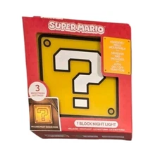 Nintendo Super Mario Question Block Night Light Décor Lamp Video Game Licensed