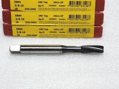 DORMER E884 3/8-16 2B UNC Spiral 3 Flute, HSCO-XP Tap,3/8''