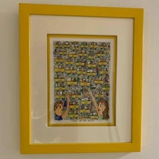 james rizzi / TAXI IN THE RAIN 1993-3D silkscreen Yellow