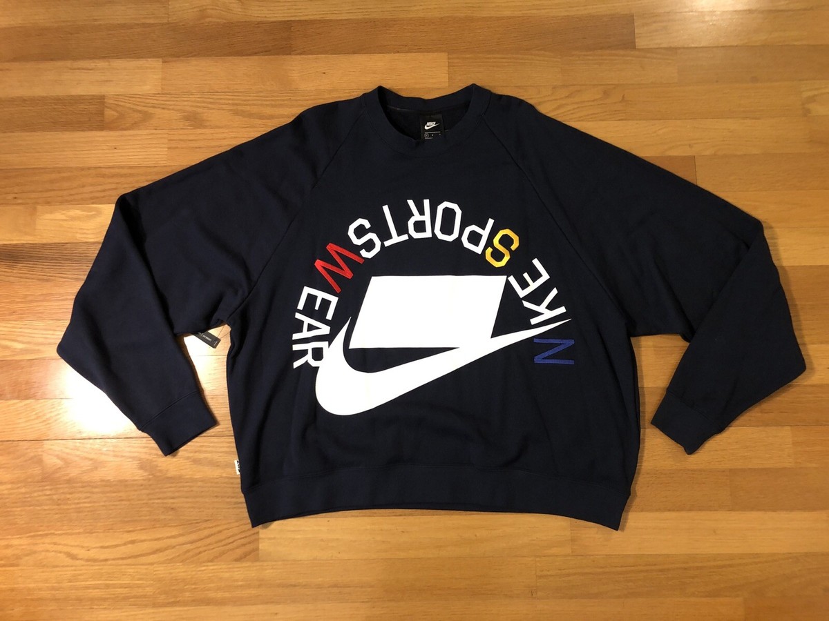 Nike Size L Sportswear NSW French Terry Crew Sweatshirt Blue