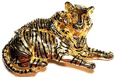 VINTAGE STUNNING GOLD TONE TIGER BELT BUCKLE SIGNED: MIMI DI N