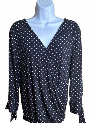 Womens Beacon Navy with Pink Polka Dots with tie sleeve Size XL