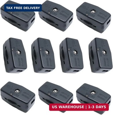 10pcs - 3A 125VAC Lamp Black Inline Rotary Cord Switch