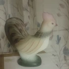 Fenton Hand Painted Art Glass Rooster Figurine White Green Pink Brown KN 188