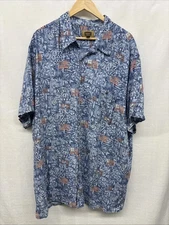 Foundry Men’s Hawaiian Shirt Size 3XLT American Flags Memorial Day Novelty Print