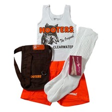 New Hooters Uniform Tank Shorts Pouch Name Tag Scrunchie Socks Pantyhose Xs