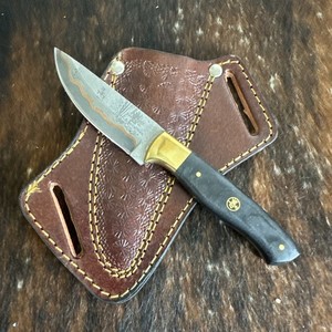 970 Blade Works Hand Made Hand copper Damascus Fixed Blade With Sheath
