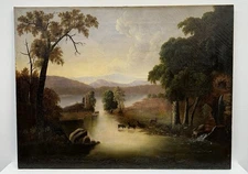 Large Early Hudson River Valley Painting In The Manner Of Thomas Doughty