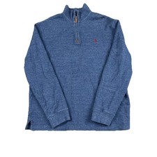 Polo Ralph Lauren Sweater Men's Medium Blue 1/4 Zip Pullover Knit Cotton Classic