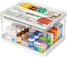 24QT Craft Storage Box w/Tray, Art Supply Organizer for Sewing, Tools
