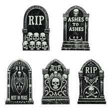 5 Pcs Halloween Decor Outdoor Graveyard Glow in The Dark Tombstones