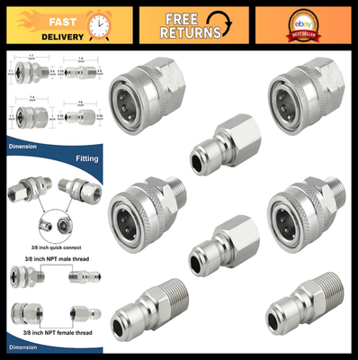 #ad Pressure Washer Quick Connect 3 8quot; Fittings Set Stainless Steel Adapter 8 Piec $49.99