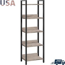 5 Tier Bookshelf Storage Rack Space Saving Durable Bookcase Living Room Office