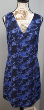 Banana Republic Sheath Dress Womens 6 Blue Black Tropical Camo Print Back Zip