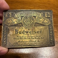 Vintage 1974 Budweiser Belt Buckle Oden Genuine Brass Anheuser-Busch Beer Label