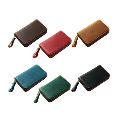 Compacts Key Organizer PU Leather Multiple Compartment Storage For 6 Keys Cards