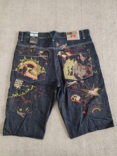 Titan Baggy Jeans Shorts - Bestickt Hip Hop O...