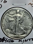 1916-D WALKING LIBERTY HALF DOLLAR. / OBV. MINT/ XF CONDITION. RARE. #1,014,000