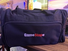GameStop Large 25L Black Polyester Duffle Bag Zip Shoulder Strap Logo 1 Pocket