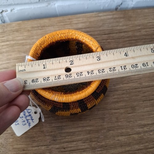 Vintage Wounaan Embera Panama Rainforest Basket Geometric Orange Brown Tribal - Picture 10 of 12