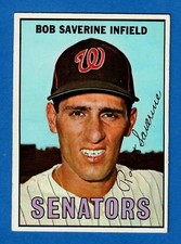 1967 Topps Baseball,Bob Saverine,Washington Senators,#27,Infield,$2.00 Ship