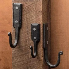Hand-Forged Iron Wall Hooks Rustic Blacksmith Made Decorative Coat Hooks