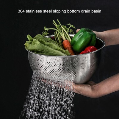 Drain Basket Stainless Steel Rice Sieve Thickened Vegetable Washing Drainer
