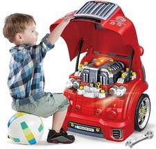 Interactive Truck Engine Toy with Removable Parts - Lights, Sounds, and Red
