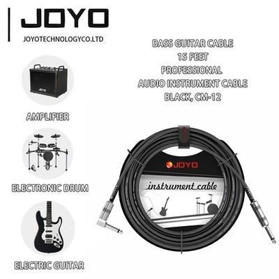 JOYO Bass Guitar Cable Professional Audio Instrument Cable Right-Angle Amp Cord