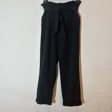 Sienna Sky Black Paperbag Waist Tie Cropped Ankle Pants Womens Medium