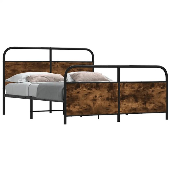 Metallbett 150X200 Cm RäUchereiche Ohne Matratze Bettgestell-image