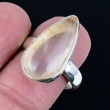 Lovely Crystal Quartz Gemstone Handmade 925 Sterling Silver Ring Size 8