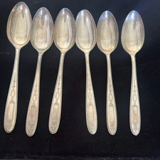 6 Spoons Grosvenor Oneida Community Plate Silver Plate Tea Size 6” NO Monogram