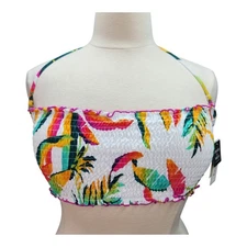 NWT Hula Honey Bandeau Bikini Top XLARGE Florals Smocked Swim Tube Top Tropical