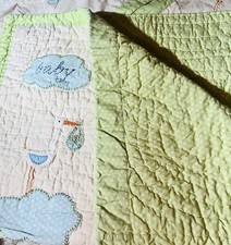 Pottery Barn Kids Stork Crib Quilt X2 Valance Sm Pillow Sham Bed Skirt Nursery