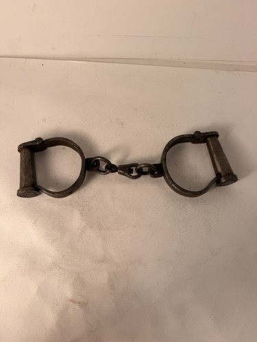Vintage Forged Police Handcuffs with Key