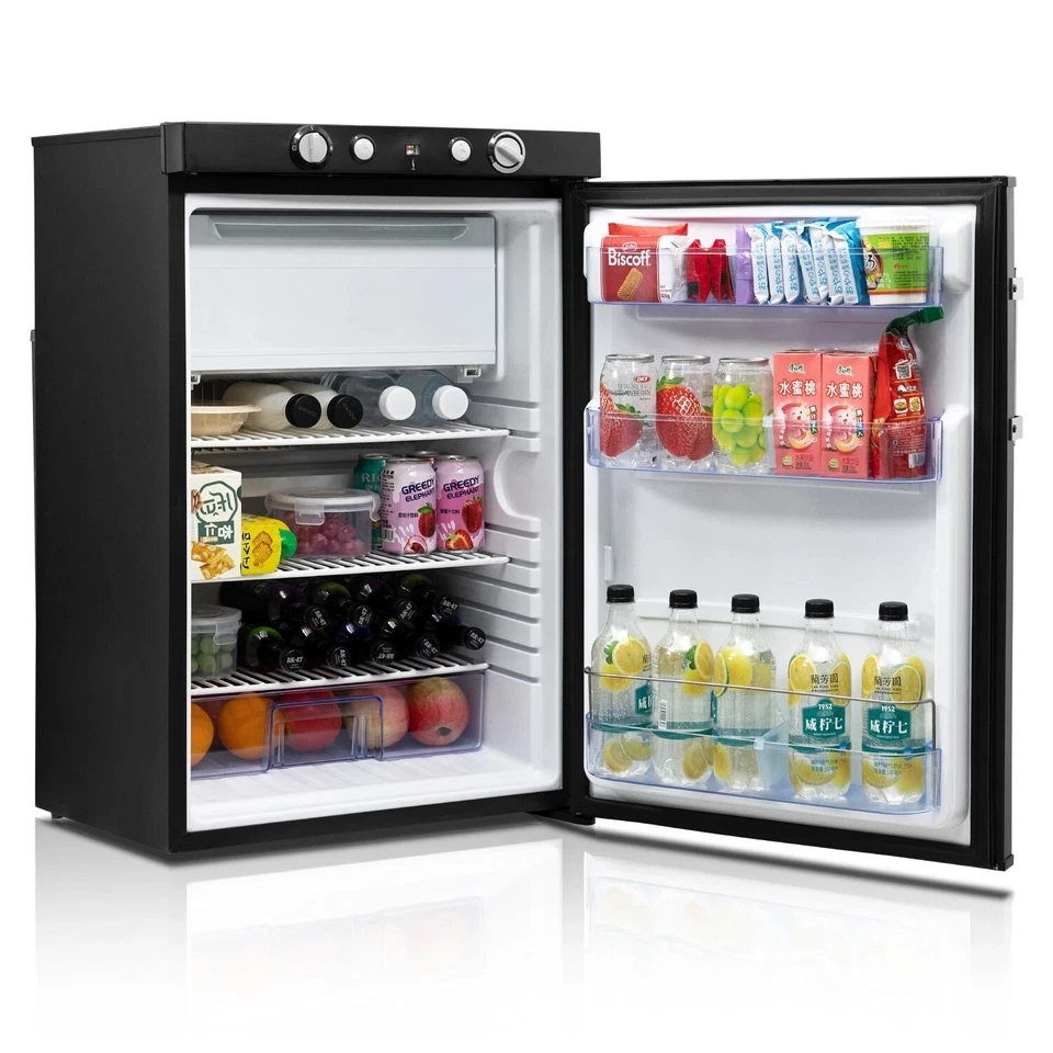 Smad 100L 3.5 cu.ft 3 Way Gas Refrigerador Absorción Cabina Home Quiet Negro - Imagen 3 de 4