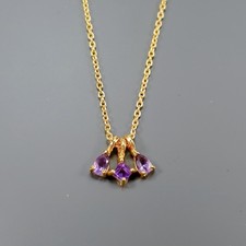 Handmade Natural Amethyst Necklace 925 Sterling Silver 17.5