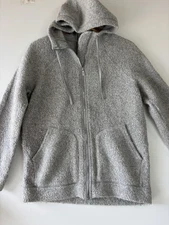 Lululemon Women’s So Sherpa Hooded Jacket Grey FUZZY Wool Zip up Coat Size 6