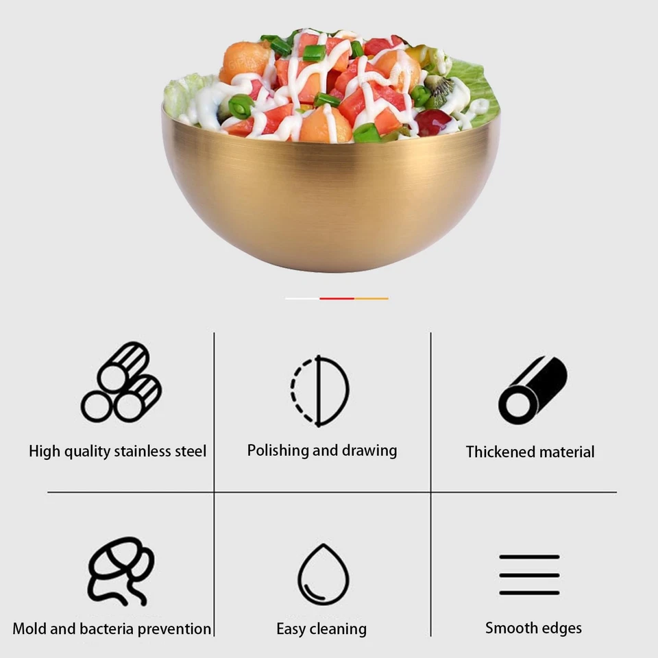 Bol Coréen en Acier Inoxydable, Bol Coréen Doré, Bol à Riz Coréen dArt Doré, ... - Photo 4/4